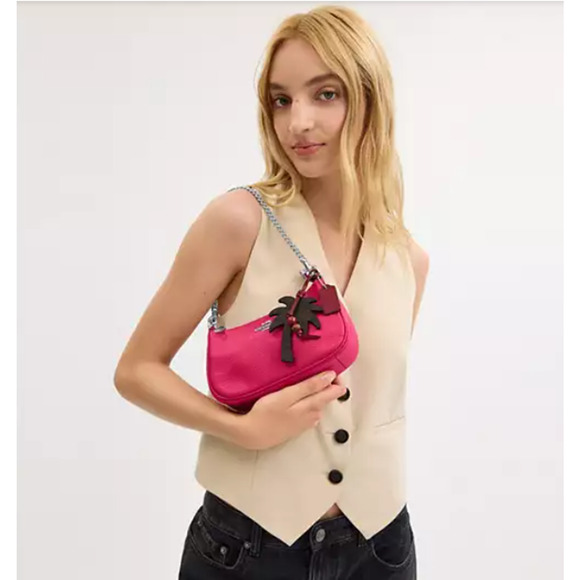 Coach Teri Mini Crossbody Bag With Palm Tree Charm CBG80 Dragon Fruit Pink NWT - Picture 12 of 12